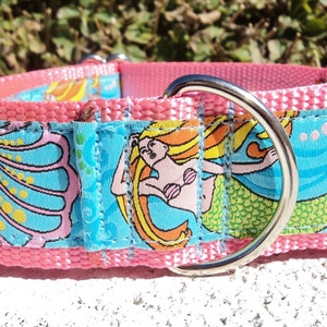 Wide Dog Collar Quick Release Dog Collar or Martingale Dog collar Mermaid, 1.5, adjustable, custom made, sizes, S XL image 6