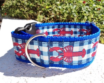 Wide Dog Collar Quick Release Dog Collar or Martingale Dog Collar Red Lobsters dog collar, sizes S+- XL