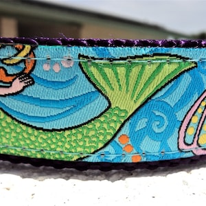 Wide Dog Collar Quick Release Dog Collar or Martingale Dog collar Mermaid, 1.5, adjustable, custom made, sizes, S XL image 4