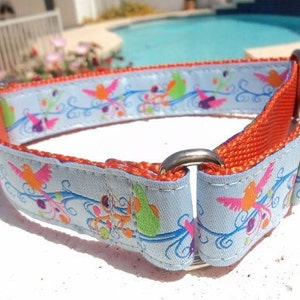 Dog Collar Quick Release Dog Collar or Martingale Dog Collar 1 width Fantasy Birds, sizes S XL image 4