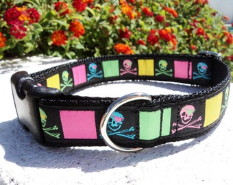 Dog Collar Quick release dog collar Pirates 1” width, adjustable, sizes S - Xl, no Martingales I’m