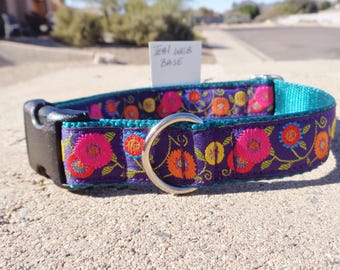 Dog Collar Flower Power; Quick Release 1” width S- L+