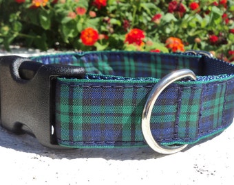 Campbell Tartan Dog Collar Quick Release Dog Collar or Martingale Dog Collar, 1” width, Scottish Tartan, adjustable, sizes S - L+