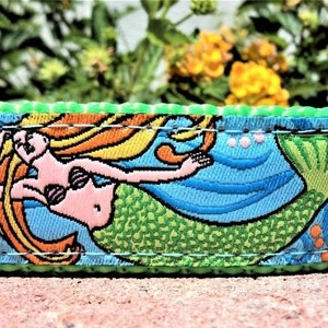 Wide Dog Collar Quick Release Dog Collar or Martingale Dog collar Mermaid, 1.5, adjustable, custom made, sizes, S XL image 1