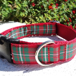 Dog Collar MacGregor Tartan adjustable 1&quot; Width Quick Release or Martingale, sizes S -L