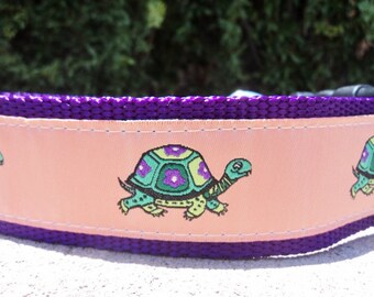 Wide Dog Collar Quick Release Dog Collar or Martingale Dog Collar Turtles , 1.5” width, adjustable, sizes S - XL