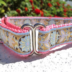 Dog Collar Rose Gold Zinnia Quick Release Dog Collar or Martingale Dog Collar, 3/4 or 1 width, sizes S L, image 4