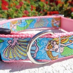 Wide Dog Collar Quick Release Dog Collar or Martingale Dog collar Mermaid, 1.5, adjustable, custom made, sizes, S XL image 2