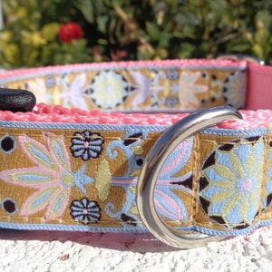 Dog Collar Rose Gold Zinnia Quick Release Dog Collar or Martingale Dog Collar, 3/4 or 1 width, sizes S L, image 1