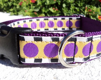 Quick Release Dog Collar or Martingale dog collar Dots & Lines, adjustable, custom made, sizes S - L