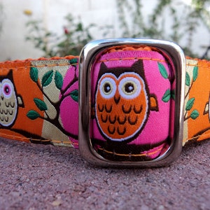 Dog Collar Quick Release dog collar Pink Owls, 1, fully adjustable, custom collar, sizes S XL image 6