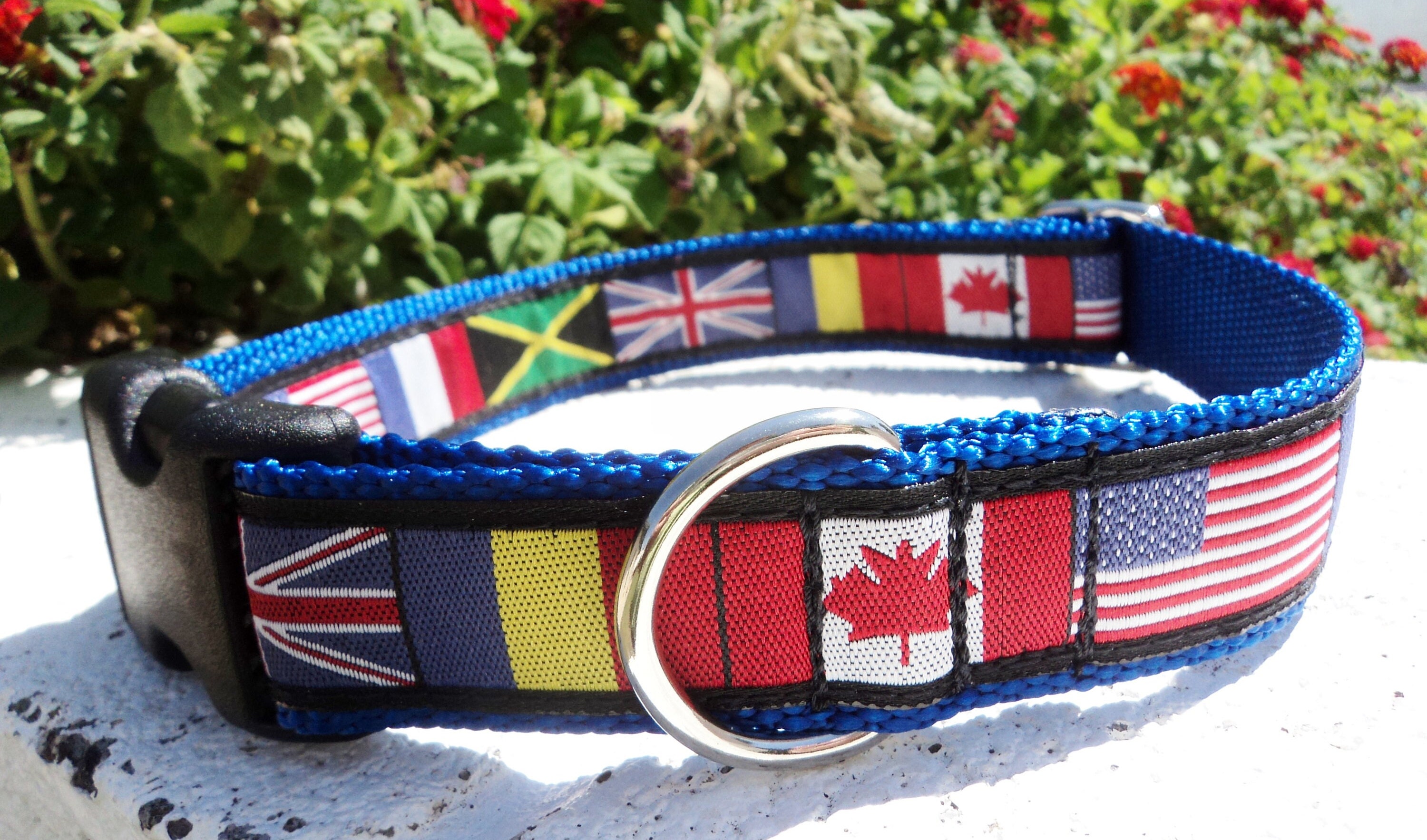 Sale World Flags dog collar 1 Side Release or Etsy