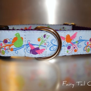 Dog Collar Quick Release Dog Collar or Martingale Dog Collar 1 width Fantasy Birds, sizes S XL image 1