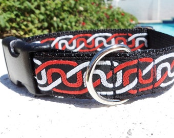 Celtic Dog Collar Quick Release dog collar or Martingale dog collar Red Celtic braid , 1" width, S - XL, Irish Dog Collar