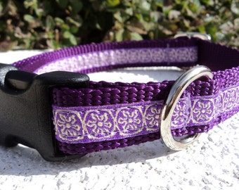 Dog Collar Quick Release Dog Collar or Martingale dog collar, 3/4”, adjustable, Lavender Daisy, small to medium dog, feminine dog collar