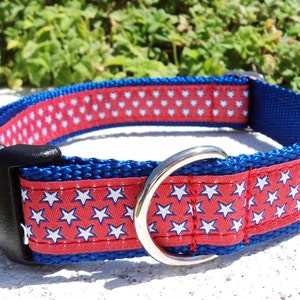 American Flag Dog Collar: Stars & Stripes, Quick Release or Martingale