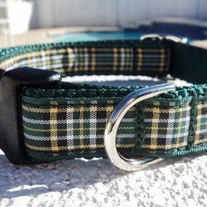 Tartan Dog Collar Quick Release Dog Collar or Martingale Dog Collar, 3/4” width, Irish National , custom made, for small - medium dog