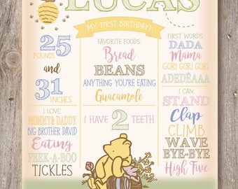 Winnie the Pooh Birthday / Pooh Poster / First Birthday / Winnie The Pooh Poster / Chalkboard Poster