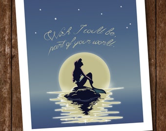 Little Mermaid Poster / Ariel Poster / Little Mermaid Decor / Girls Room Decor