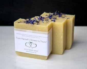 50 Handmade Soap Favors: Custom Scented Mini Soaps, Bridal Shower Wedding
