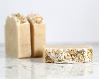 Handmade Rosemary Oatmeal Soap: Exfoliating Spearmint Bar