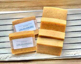 Lemon Peel Exfoliating Bar Soap | Handmade Lemon Bar Soap | Cold Process Lemon Soap Bar | Sicilian Lemon | Lemon Lover | Made from Scratch