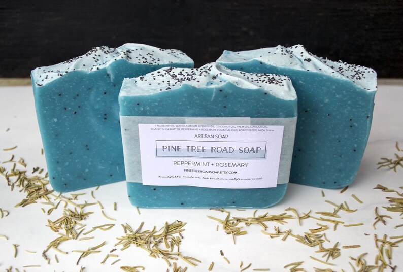 Peppermint Rosemary Bar Soap Hand Scrub Soap Bar Teal Soap Etsy