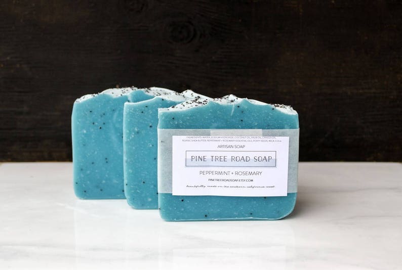 Peppermint Rosemary Bar Soap Hand Scrub Soap Bar Teal Soap Etsy