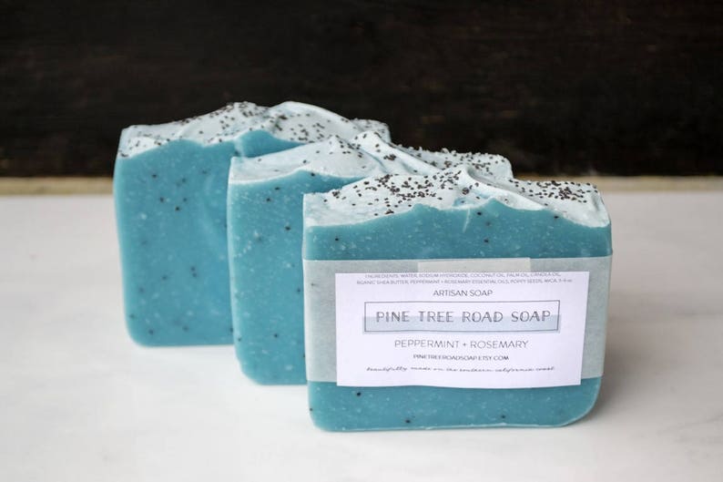 Peppermint Rosemary Bar Soap Hand Scrub Soap Bar Teal Soap Etsy