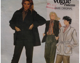 70s Guy Laroche Pattern, Casual Jacket, Shawl Collar, Tie Belt, Pants, Knickers, Tie Neck Blouse, Vogue Paris Original 2836 Size 12