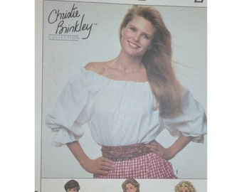 Off Shoulder Blouse Pattern, Peasant Top, Neck Ruffle, Long/ Short Sleeves, Ruffle Cuffs, Open Midriff, Simplicity 9162 UNCUT All Sizes