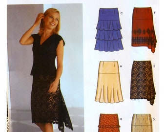 Layered Skirt Pattern, Straight Skirt, Fishtail, Yoke, Ruffles, Flared, Side Slits, Options, Simplicity 5761 UNCUT Size 14 16 18 20