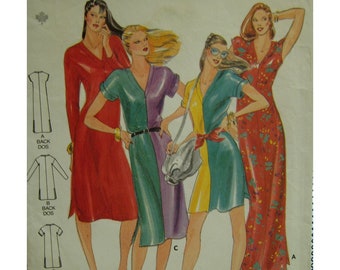 Color Block Dress Pattern, V Neck Pullover, Short/ Long Sleeves, Side Slits, Stretch Fabric, Butterick 3184 Size 6 Uncut or 12 14 Cut