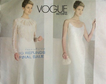 Badgley Mischka Gown Pattern, Spaghetti Straps, Fitted Bodice, Straight Skirt, Lace Overblouse, Vogue  2065 UNCUT Size 12 14 16