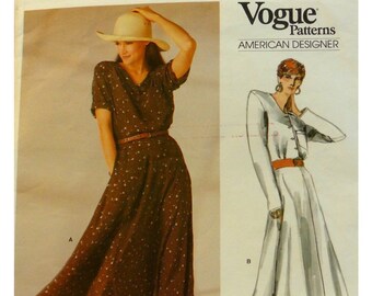 Ralph Lauren Shirt Dress Pattern, Short or Long Sleeves, Flared Skirt, Side Pockets, Button Bodice, Round Neck, Vogue 1708 Size 8