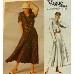 Ralph Lauren Schnittmuster, Kurze oder Lange Ärmel, Ausgestellter Rock, Seitentaschen, Knopfleiste, Rundhalsausschnitt, Vogue 1708 Größe 8