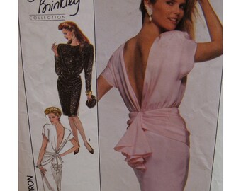 Fitted Evening Dress Pattern Back Drape, Deep V Back, Camisole, Cut On Sleeves, Long/ Short, Simplicity 8944 Size 10 Cut OR Size 12 Uncut