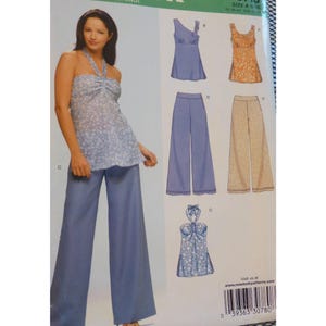 Empire Waist Top Pattern, Wide Leg Pants, Contour Waist, Open Shoulder Top, Tie Neck, Side Slits, New Look 6713 UNCUT Size 6 8 10 12 14 16