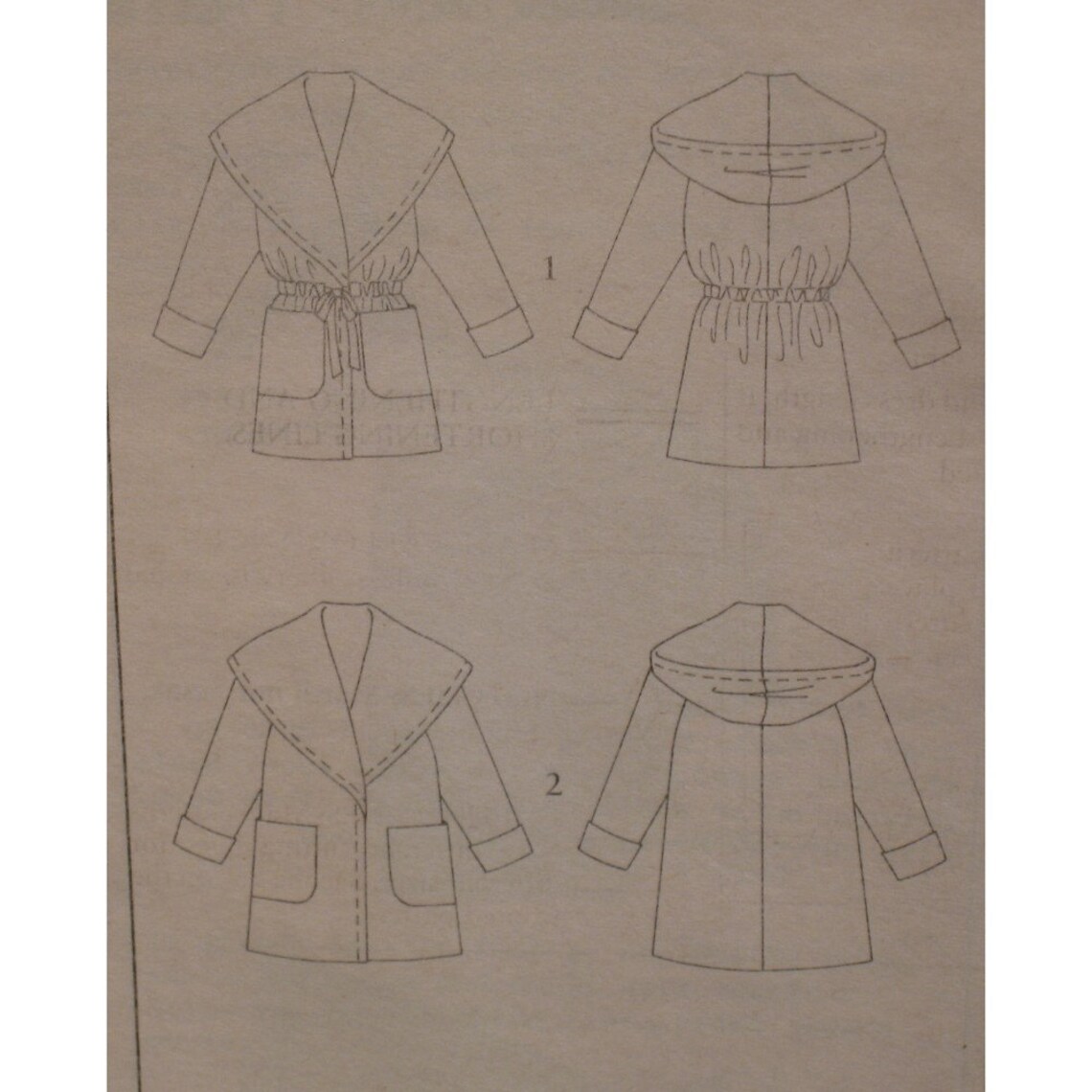 Hooded Wrap Jacket Pattern Coat Shawl Collar 3/4 Length Etsy