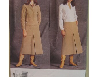 Marc Jacobs Pattern, Casual Western Style Jacket, Front Pleat Skirt, Stand- up Collar Blouse, Pullover, Vogue 2455. Size 8 10 or Size 14