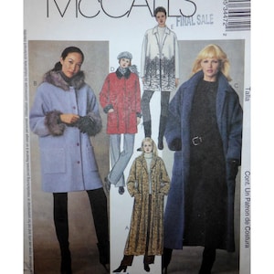 May include: A McCall's sewing pattern featuring illustrations of various coat designs. The coats are in different styles and colors, including a light blue coat with fur trim, a red coat, and a long coat with a belt. The text "FINAL SALE" is visible.