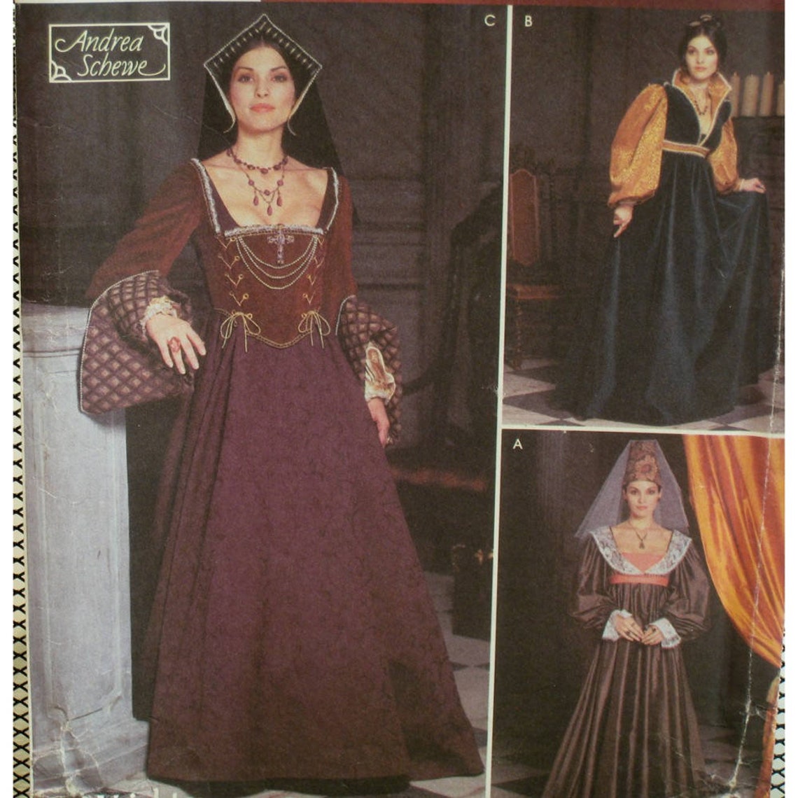 Tudor Dress Pattern Renaissance Costume 3 Styles 2 Hats Etsy