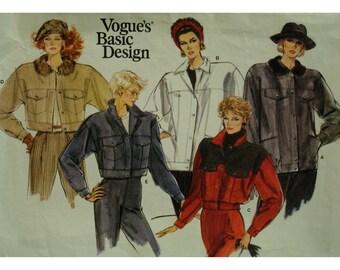 80s Jean Jacket Pattern, Collar, Pockets with Flaps, Button Cuffs, Bottom Band, Yoke, Long/ Short, Vogue 1968 UNCUT Size 6 OR 10 OR 16