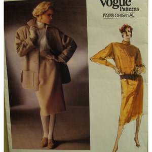 Christian Dior Jacket Pattern,  Straight Dress, High Waisted Skirt, High Neck Top, Button Back, Vogue 1638, Size 12