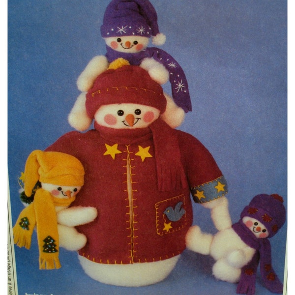 Snowman Decoration Pattern, Dad and Babies, Fleece and Fiberfill, Clothes to Match, McCalls 2379 UNCUT Size 6"-15" (15-38cm)