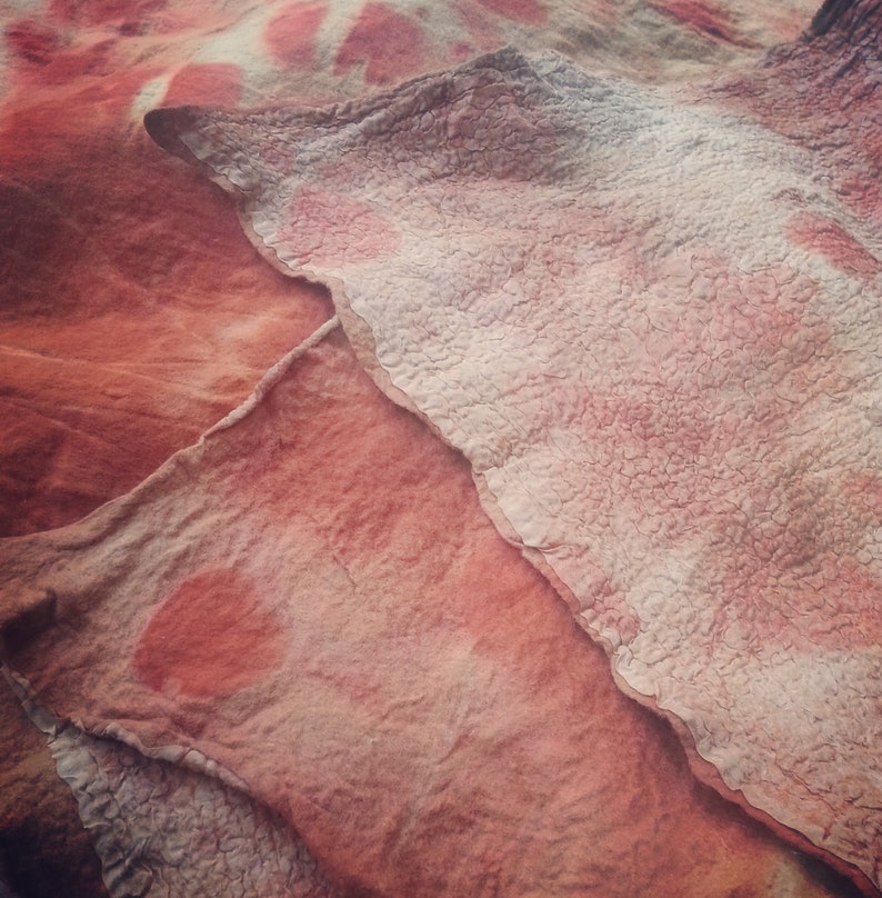 Plant dyed eco baby silk wool nuno felt blanket