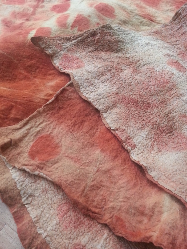 Plant dyed eco baby silk wool nuno felt blanket
