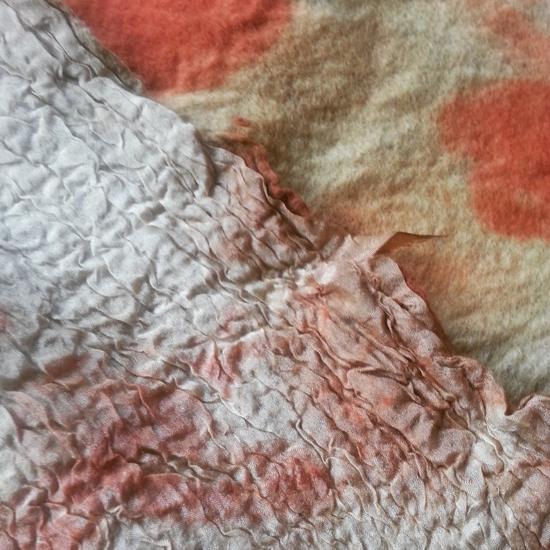 Plant dyed eco baby silk wool nuno felt blanket