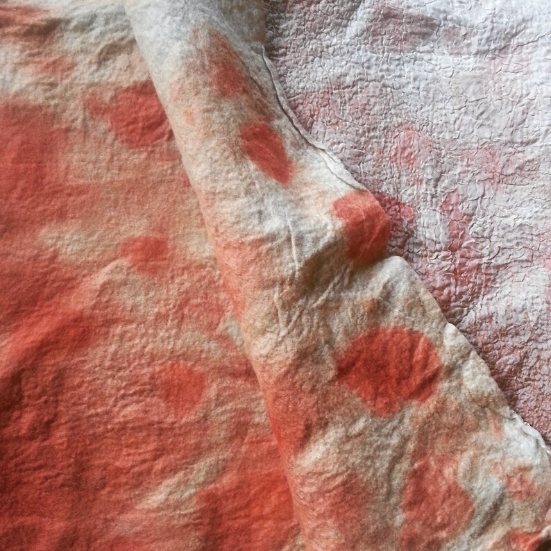 Plant dyed eco baby silk wool nuno felt blanket