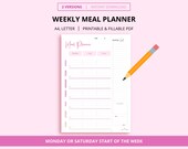 Meal Planner, Weekly Meal Plan, Printable Meal Planner PDF, Editable Grocery List, Family Meal Template, Digital Meal Plan| A4 Letter